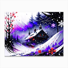 Winter House In The Snow Canvas Print