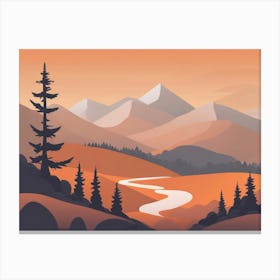 Misty mountains horizontal background in orange tone 89 Canvas Print