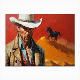 Cowboy And Horse Canvas Print