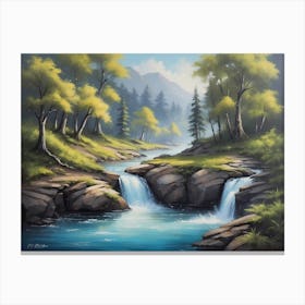 Waterfall In The Forest 3 Canvas Print