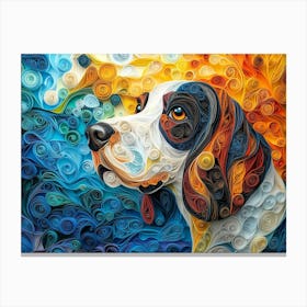 Basset Hound Paper Quilling Portrait Canvas Print