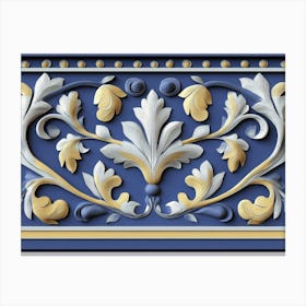 Seamless Relief Sculpture Designation Retro Pattern Nature Garden Flower Leaf Vine 1 Canvas Print