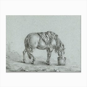 Horse Eating From A Bin, Jean Bernard Canvas Print