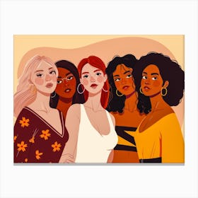 Modern Illustration Of Women In Harmony Enjoying Their Diversity Canvas Print