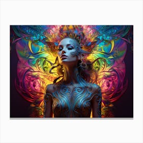 Neon Visions: A Woman's Psychedelic Journey Canvas Print