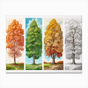 Autumn Tree Set Canvas Print