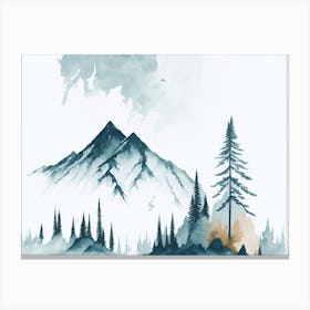 Mountain And Forest In Minimalist Watercolor Horizontal Composition 225 Canvas Print