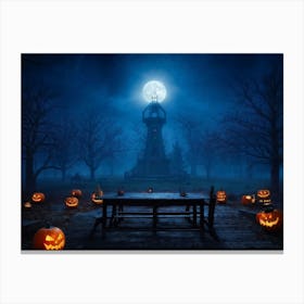 Celebration Old Horror Holiday Tree Moonlight Lantern Mist Head Table Eye Glow Pumpkin (3) 2 Canvas Print