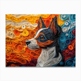 Brazilian Terrier Paper Quill Dog Portrait Canvas Print