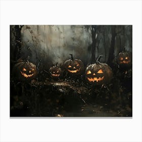 Halloween Pumpkins In The Woods Canvas Print