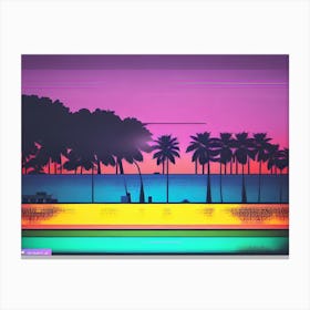 Sunset With Palm Trees 11 Canvas Print