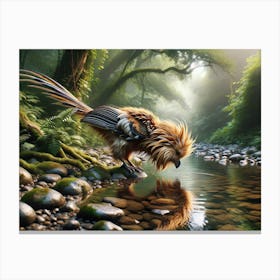 Lion Bird at the Water Fantasy Canvas Print
