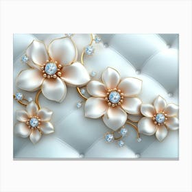 3d Art and Floral Jewels Photo Canvas Print