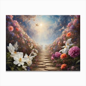 Angels And Flowers Canvas Print