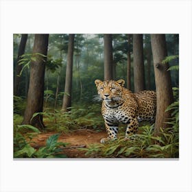 Leopard In The Forest 8 Canvas Print