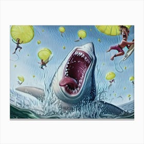 Funny Horor Shark Eat Human Cool Canvas Print