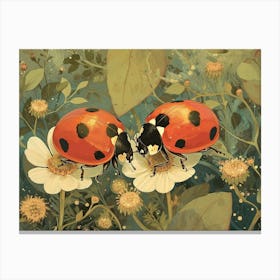 Floral Animal Illustration Ladybug 1 Canvas Print