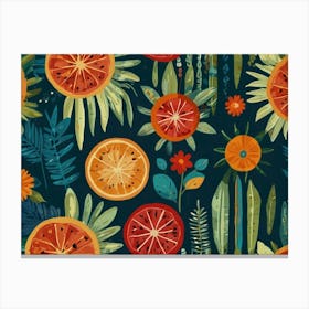 Oranges And Leaves Canvas Print