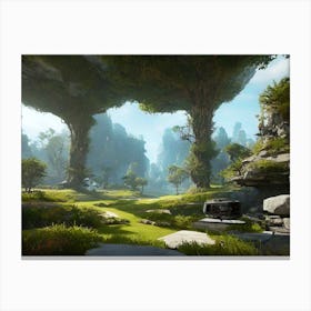 Landscape In A Video Game Canvas Print
