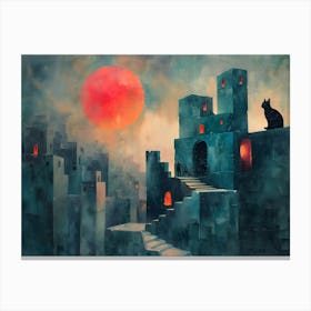 Cat In The Castle, Cubism Canvas Print