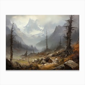 Wildfire Woods Vintage Painting Canvas Print