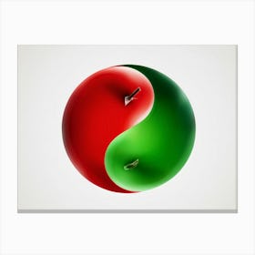 Yin Yang Symbol Showcasing Red And Green Apples Representing Harmony With Gradients Transitioning F Canvas Print