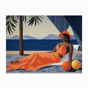 Woman In An Orange Hat Canvas Print