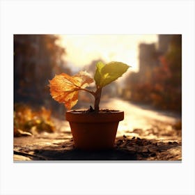 Autumn Leaves In A Pot Canvas Print