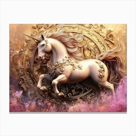 Fantasy Illustration Of A Wild Unicorn Horse 5 Canvas Print