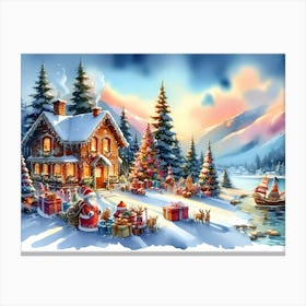 Santa'S Cabin Canvas Print