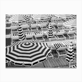 Beach Umbrellas Black And White Canvas Print