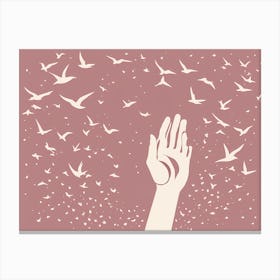 Hand With Birds VECTOR Canvas Print