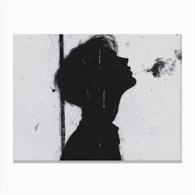 Silhouette Of A Man Smoking Canvas Print