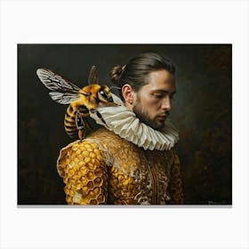 Surrealistic Realism Painting Capturing A Unique Hybrid Between A Bee And A Human Assumed A Regal P Canvas Print