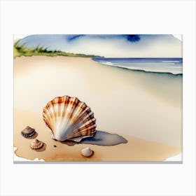 Seashell on the beach, watercolor painting 24 Canvas Print