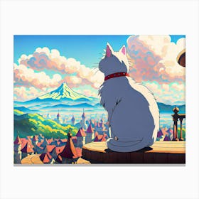 Cat And The Castle Canvas Print