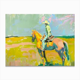 Neon Cowboy In Great Plains 2 Painting Canvas Print