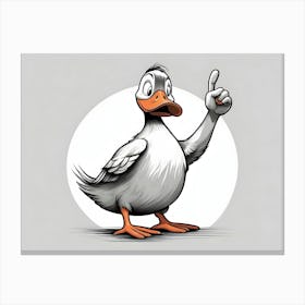 Duck With A Finger Up Canvas Print
