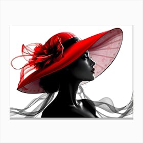 Woman In Red Hat 1 Canvas Print