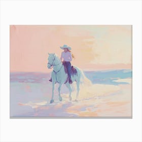 Cowgirl On Horseback Canvas Print