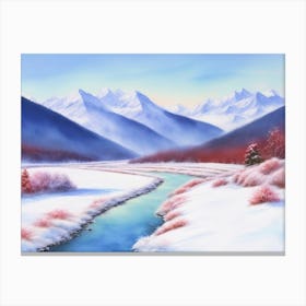 The Frozen River: A Winter Scene 1 Canvas Print