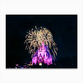 The Castle And Fireworks Canvas Print