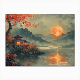 Moonlight Over The Lake 2 Canvas Print