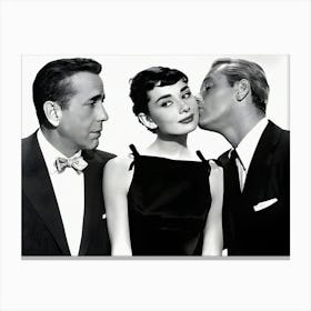 Actress Audrey Hepburn And Actors Humphrey Bogart And William Holden Canvas Print