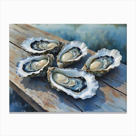 Raw Oyster Essence On A Wooden Canvas Canvas Print