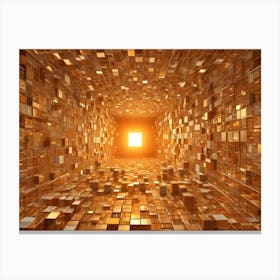 Abstract Image Of A Futuristic, Golden Tunnel, Creating A Sense Of Depth And Perspective Canvas Print