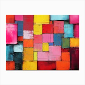 Abstract Rainbow Colour Palette Knife Oil Painting 2 Canvas Print