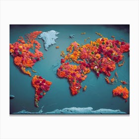 Autumn World Map Canvas Print