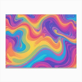 Abstract Background Of Swirling, Liquid Like Patterns In Shades Of Purple, Pink, Blue, Yellow, And Orange, Creating A Mesmerizing And Dynamic Effect Canvas Print