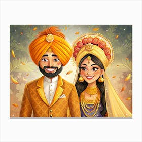 Indian Wedding Couple Portrait Canvas Print